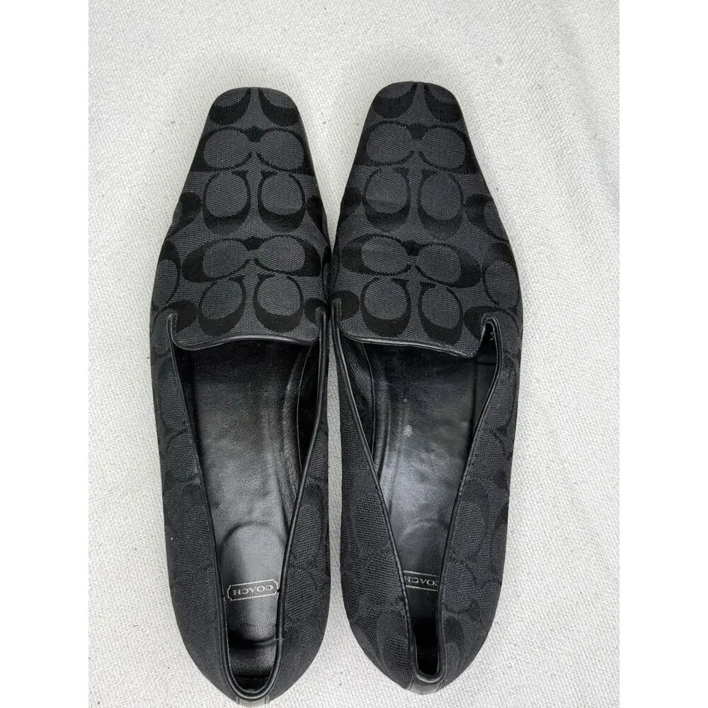 Coach Black Signature Jacquard Slip On Loafer US Size 9.5 B